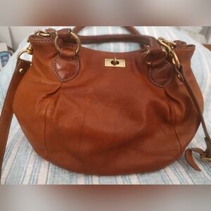 J. Crew Genuine Leather Brompton Hobo Turnlock Handbag, Two Compartments.